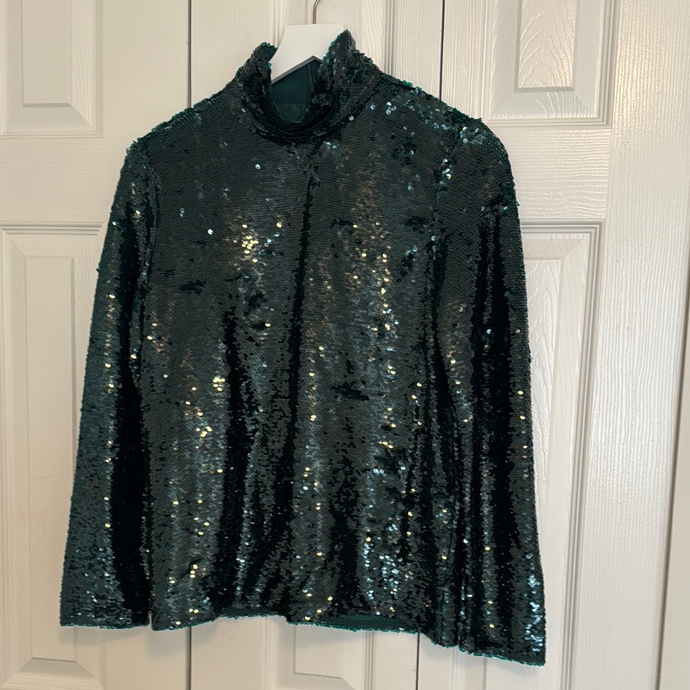 Sequin Turtleneck Top